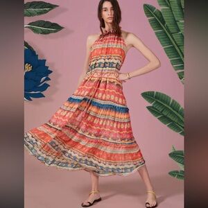 NWT Chufy Memories of Peru Mancora Viscose Lurex Chiffon Maxi Dress Size XS